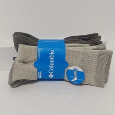 Columbia 4 Pair Every Day Crew Socks Men's Sz 6-12 NWT Tan Gray