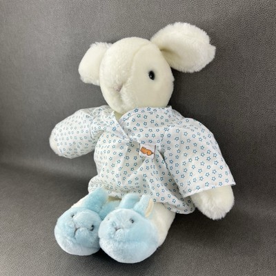 1985 Gund Bunny 2 Two Shoes White Rabbit Stuffed Plush Blue Slippers Star Gown
