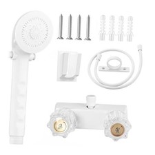 RV Shower Faucet with Shower head and Hose - Non-Metallic RV Shower Kit, White