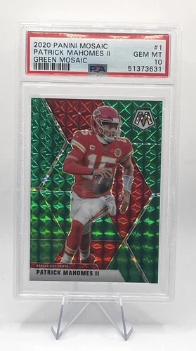 Patrick Mahomes 2020 Panini Mosaic #1 Green Mosaic PSA 10 Chiefs Super Bowl MVP!