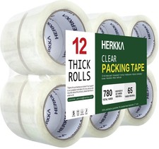 Clear Packing Tape, HERKKA 12 Rolls Heavy Duty Packaging Tape for Shipping Packa
