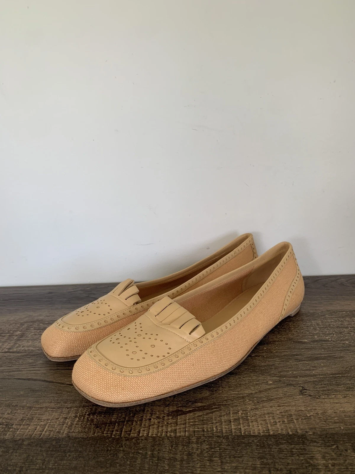 Scarpe mocassino Bottega Veneta 10 5 pelle marrone taglio laser frange farfalla