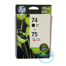 GENUINE HP 74 Black  75 Tri-Color Ink Cartridges CB335WN, CB337WN SEALED Box