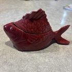 VTG Chicken of the Sea Bauer California Pottery Red Tuna Baker Salad Server