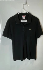 Lacoste Mens Black Short Sleeve Spread Collar Classic Golf Polo Shirt Size 6