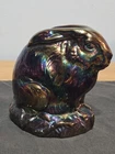 Fenton Amethyst Carnival Glass Rabbit Figurine Model #5174 Oil Slick Look