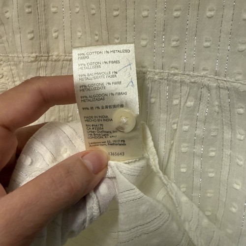 ANTHROPOLOGIE PILCRO Blouse Size M Sleeveless Silver Threads Ruffles V-Neck Top - Picture 8 of 8