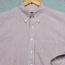 Burberry London Shirt Mens 2XL Red Striped Button Down Long Sleeve