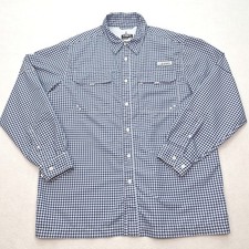 Habit Shirt Mens Large Blue Gingham Check Vented Solar Factor Fishing