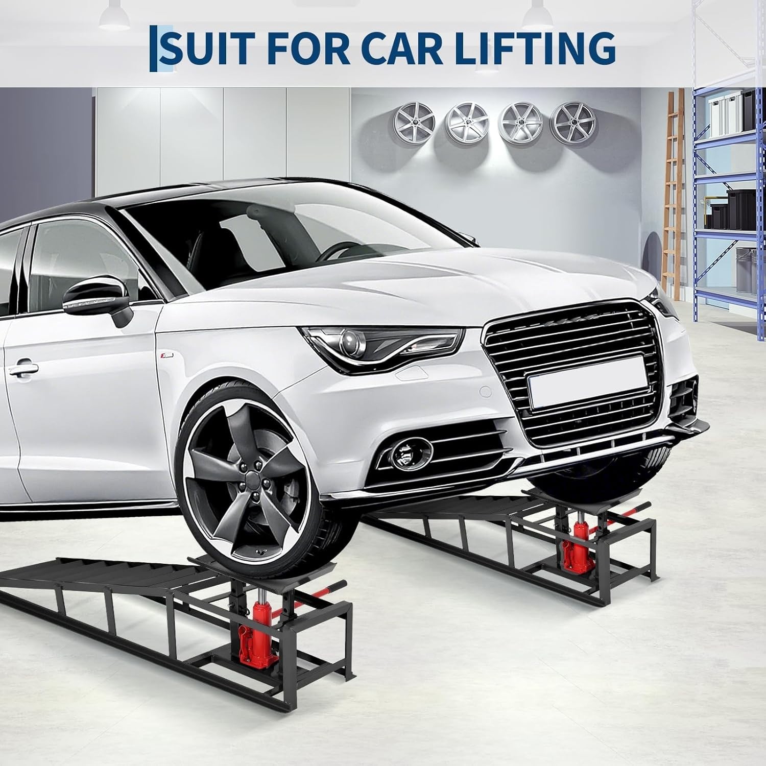 Heavy Duty Hydraulic Car Ramps 5 Ton, Low-Profile Lift for Cars & Trucks , Black