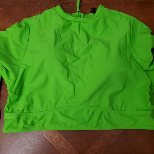 Torrid Sz 3, Long Sleeve Crop Active Wireless Cropped Rashguard Swim Neon Green - Picture 2 of 12
