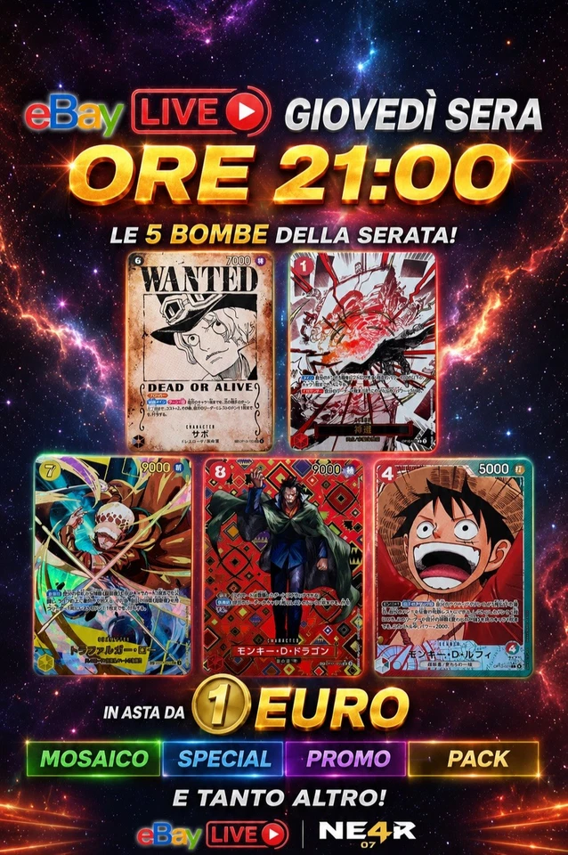 🔥 ONE PIECE NIGHT | 5 BOMBE IN ASTA DA 1€ + TANTE CARTE 🔥