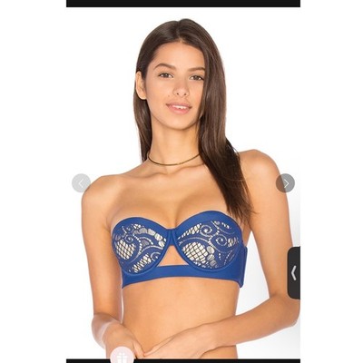Luli Fama Wanted and Wild Lacey Underwire Bikini Set Royal Blue Gold Medium
