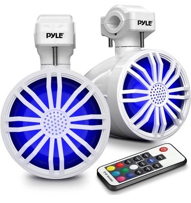 Pyle PLMRBT33WT 2x 3.5'' Waterproof White Off-Road Speaker w/ RGB LED Lighting