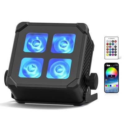 4x10W Akku Bühnenlicht LED Par Can IP65 Wasserdicht RGBWA + UV Fernbedienung App 2.4G