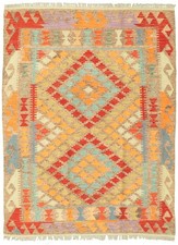 Tappeto turco vintage tessuto a mano 4'1" x 5'7" tradizionale lana kilim tappeto