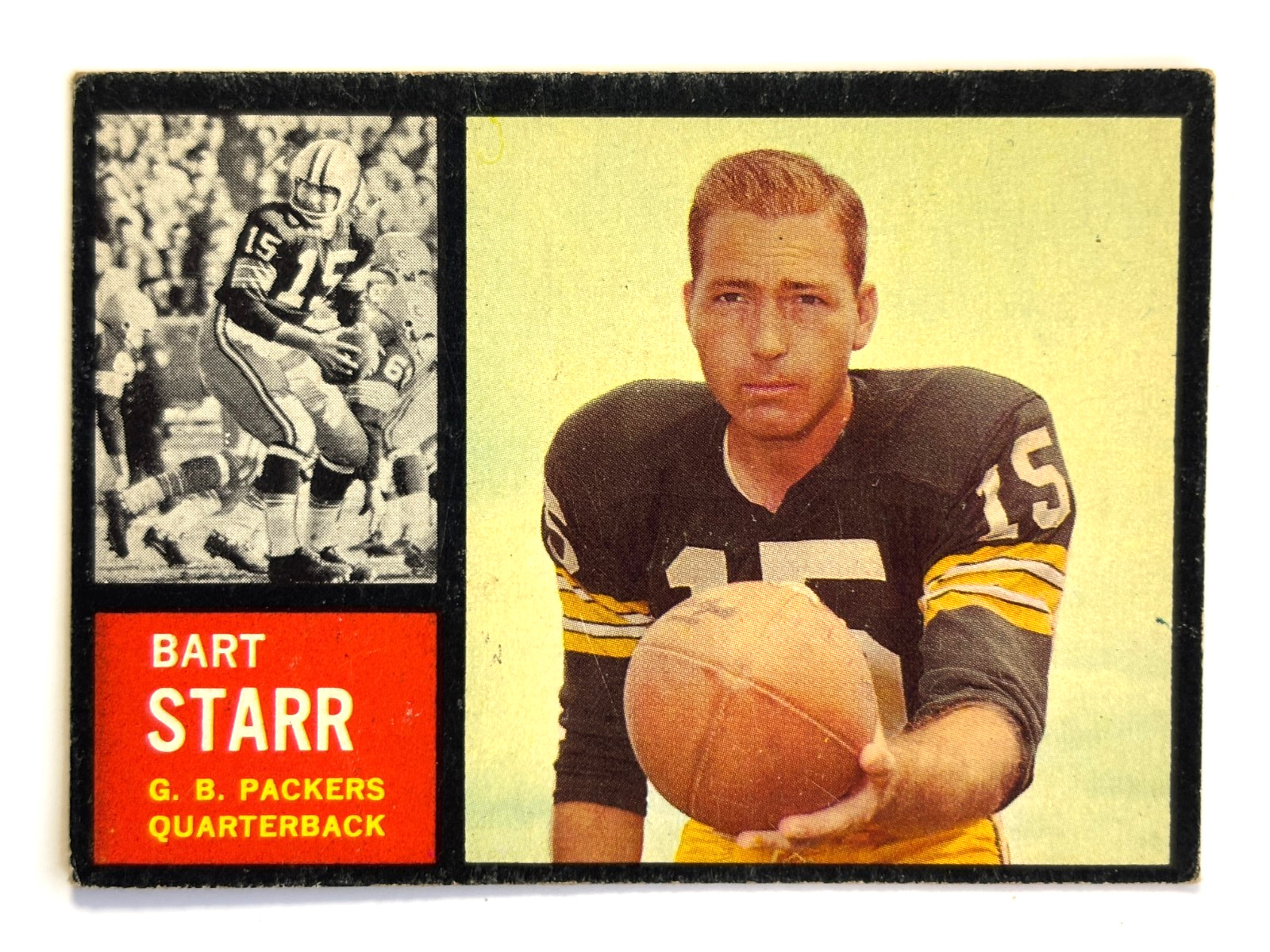 Vintage BART STARR 1962 Topps #63 Green Bay Packers HOF  EX No Creases