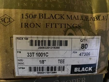 80× Smith-Cooper 33T1001C 1/8″ Black Malleable Iron Tees – Industrial Bulk Lot