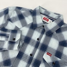 Wrangler 5 Star Premium Men s Shirt LARGE Navy Blue Plaid Cowboy Wash NEW W/TAGS