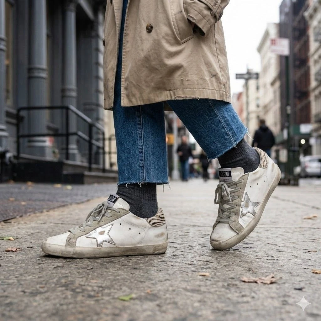 Golden Goose Silver Gold Star Golden Goose Hi Star Sneaker In