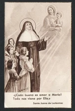 Holy card antique de Sta Juana de Lestonac estampa santino image pieuse