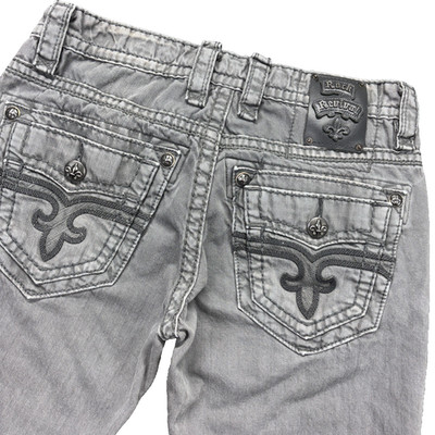 rock revival jeans mens 33x32 Pierre Slim Straight Gray Stitching Grunge Biker