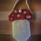 Mushroom  Red & White Beaded Pearl Mushroom Purse/Phone Carry Bag — photo 1
