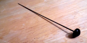 ANTIQUE VICTORIAN 7" MOURNING BLACK GLASS TOPPED HAT HAIR PIN