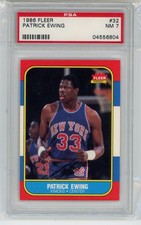 1986 Fleer Basketball PATRICK EWING #32 RC Rookie Knicks PSA 7 Near-Mint L131