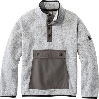 LL Bean Kids Sweater Fleece 1/2 Snap Pewter Pullover Size L (14-16) NWT