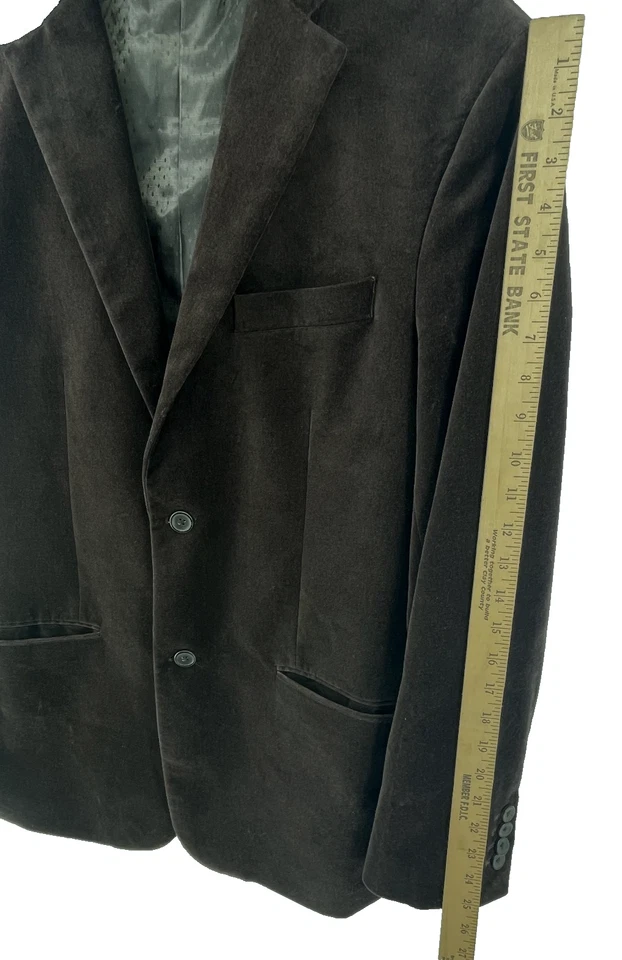 Perry Ellis Blazer Mens 40R Solid Brown Velvet Old Money - Image 4 of 4