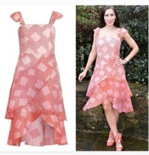Alice + Olivia Angelita Ruffle Midi Dress Pink Size 0 NWOT
