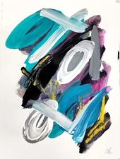 CORBELLIC MONOCHROMATIC 12X12 SPLATTER CROW GALLERY INK PAINTING SIGNED ORIGINAL