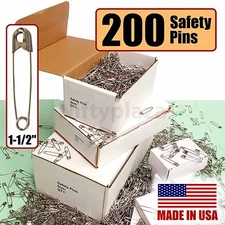 NiftyPlaza Large Safety Pins - 200 Pack -  Size 1-1/2", Heavy Duty, FREE SHIP