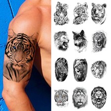 Tiger Lion Waterproof Temporary Tattoo Sticker Fake Art Tatoo Arm Men Body   