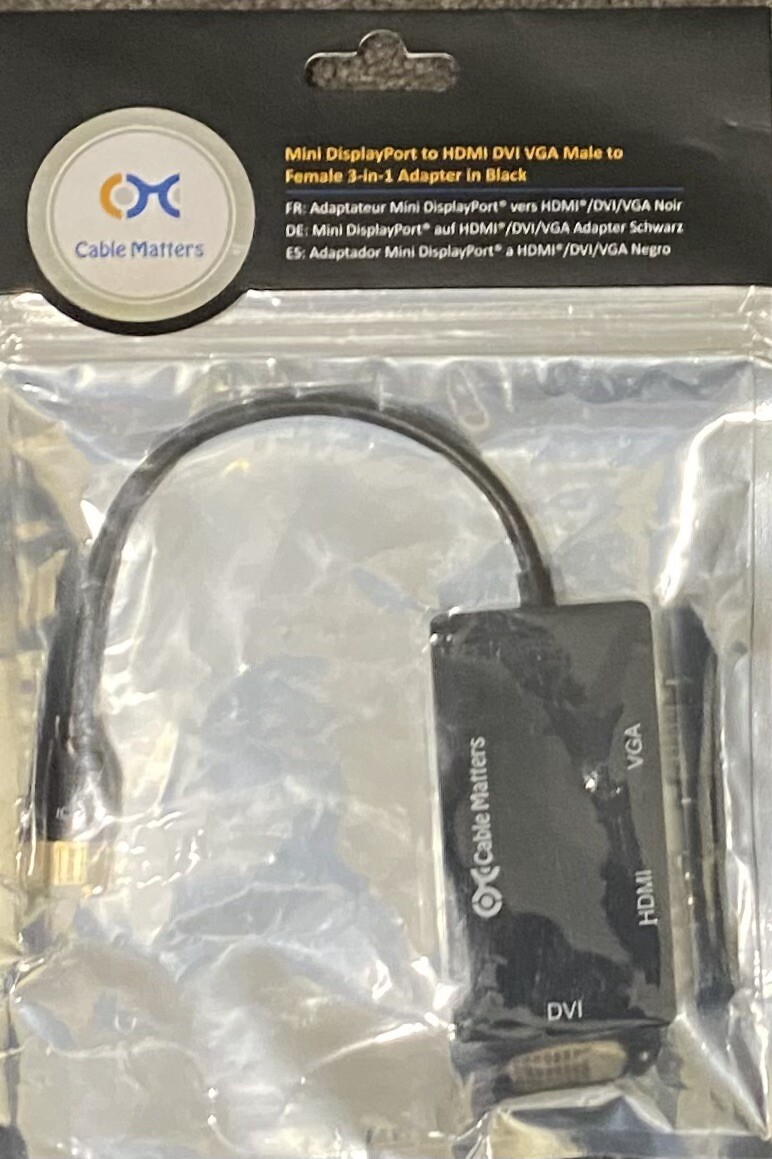 Cable Matters Mini DisplayPort 1.2 compliant to HDMI/DVI/VGA 3in1  Adapter/Black