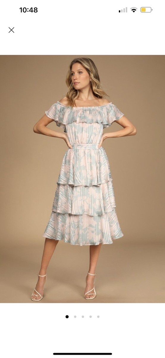 off the shoulder tiered midi dress Goddiva Chiffon Cowl Off Shoulder Wing Tiered Midi Dress