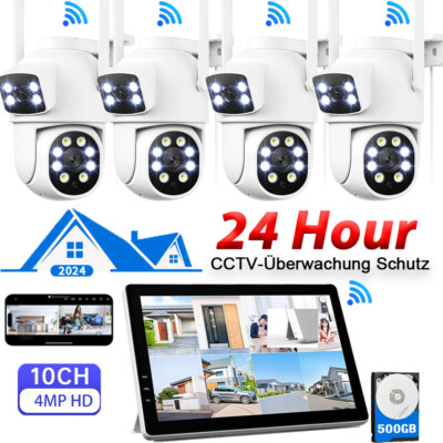 WLAN überwachungskamera Set mit Audioaufnehmen 10CH Wireless NVR Dual-Objektiv~~