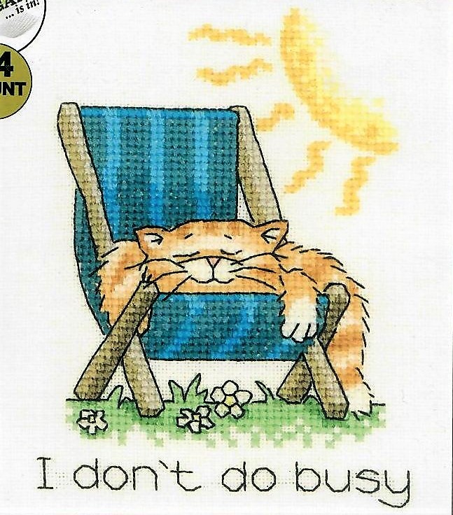Heritage Crafts Cross Stitch Kit - Cats Rule, I don't do busy