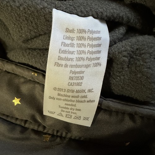 Crazy 8 Girls Dark Gray Puffer Jacket Size 5-6 Small Gold Stars Winter Coat - Picture 10 of 12