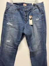 Triangle Fancy Fit Med Blue Rip Torn Boyfriend Jeans Navadi 18 Buttonfly