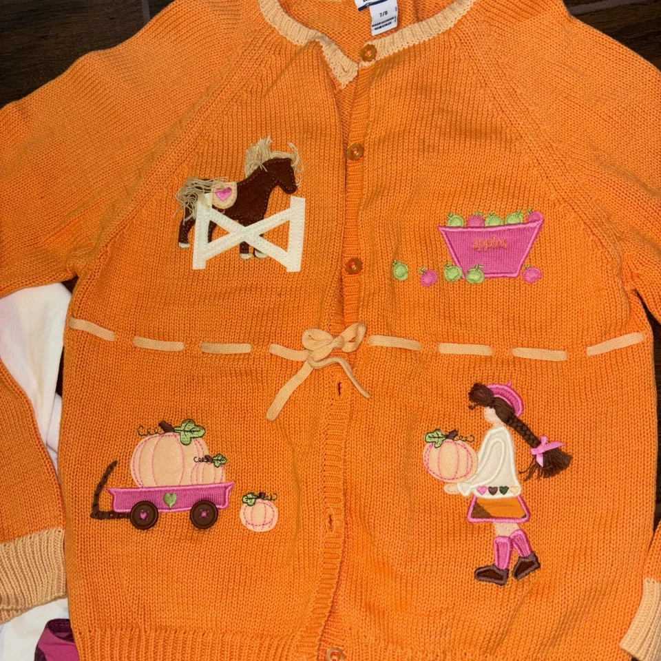 Hartstrings девочек свитер рубашка юбка 3шт комплект осени урожая тыквы ферма 7 - Изображение 2 из 4