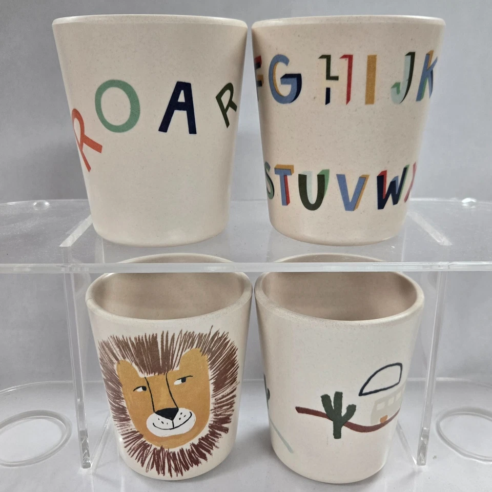 4x Tazas Pillowfort Melamina Niños ~ León, Dinosaurio, Alfabeto, Desierto Foto 3 de 4