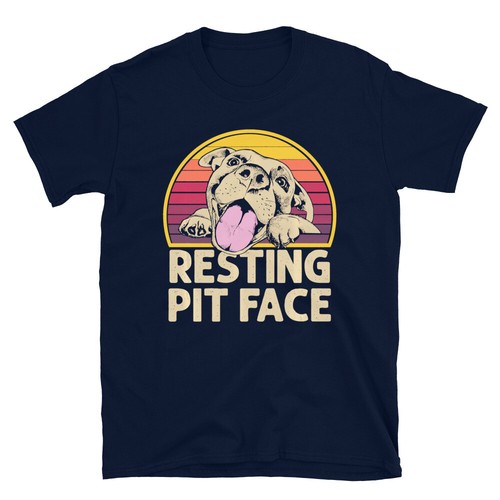 Resting Pit Face Dog Pet Lovers Funny Cute Dogdad Dogmom Gift T-Shirt - Picture 3 of 6