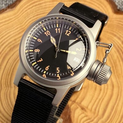 Small Retro Tandorio Sterile Black Dial NH35 Automatic Mens Watch Sapphire glass