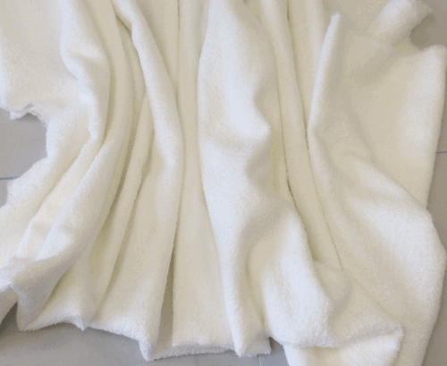 Soft Cotton Terry Towelling Fabric - Cream Colour - Pure Cotton - Good Quality