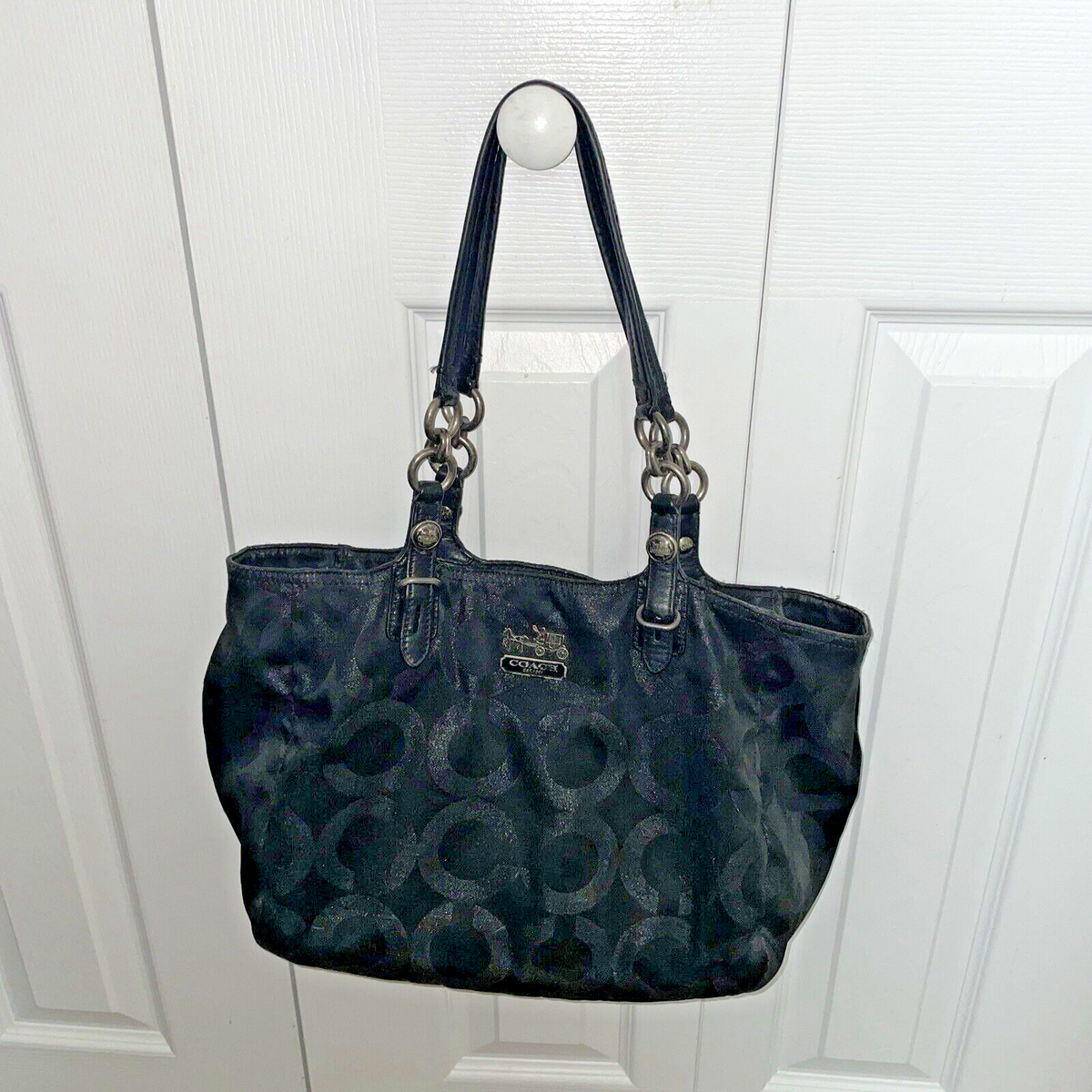 Coach Mia Signature Black Satchel Shoulder Tote Purse Handbag