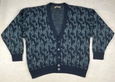 Vintage 80s/90s Jantzen USA Made Grandpa Button Cardigan Teacher Sweater Blue XL