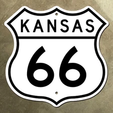 Kansas US route 66 highway marker sign mother road Baxter Springs 1957 16x16
