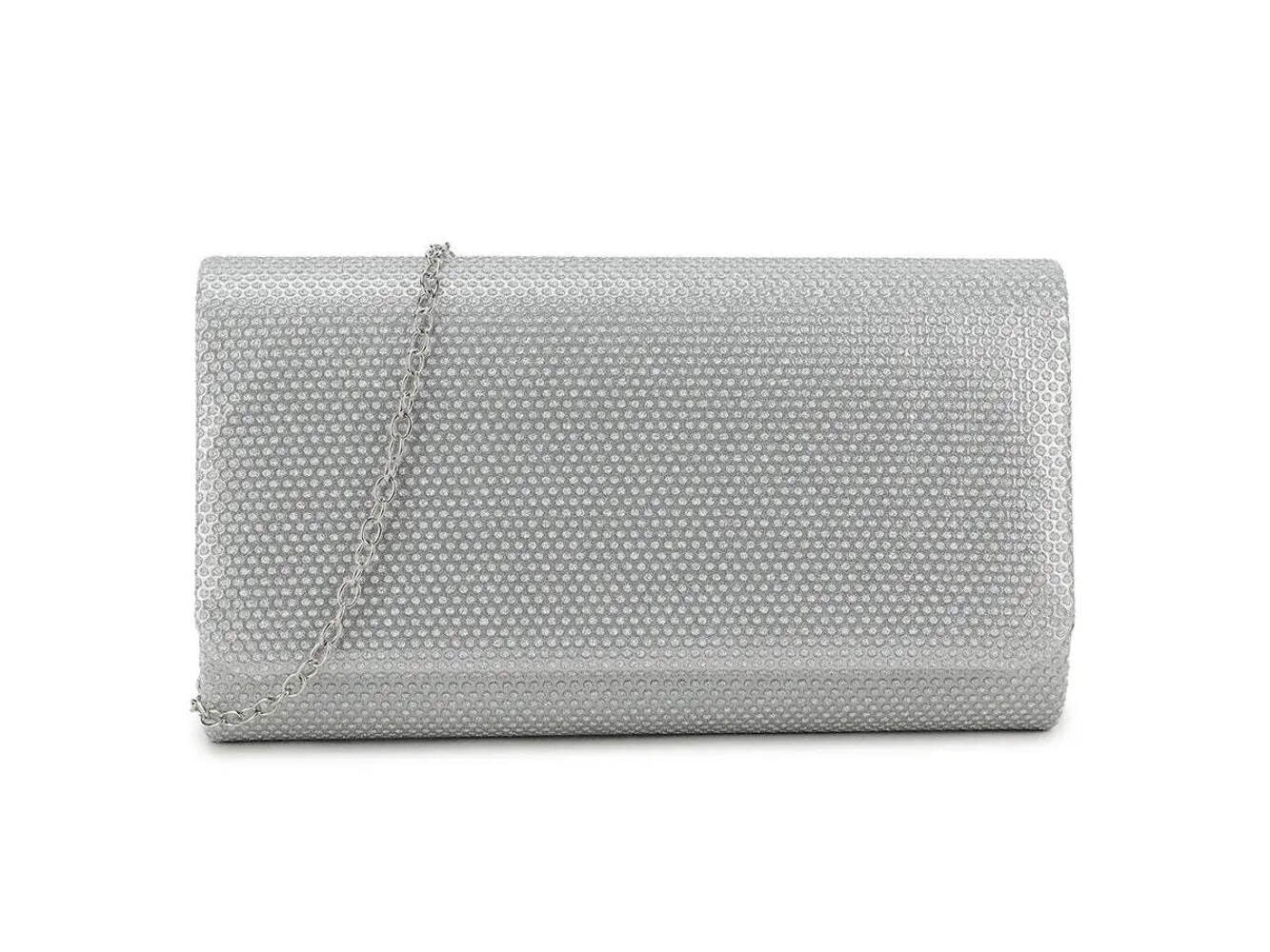 Silver Diamanté Jewelled Clutch Bag